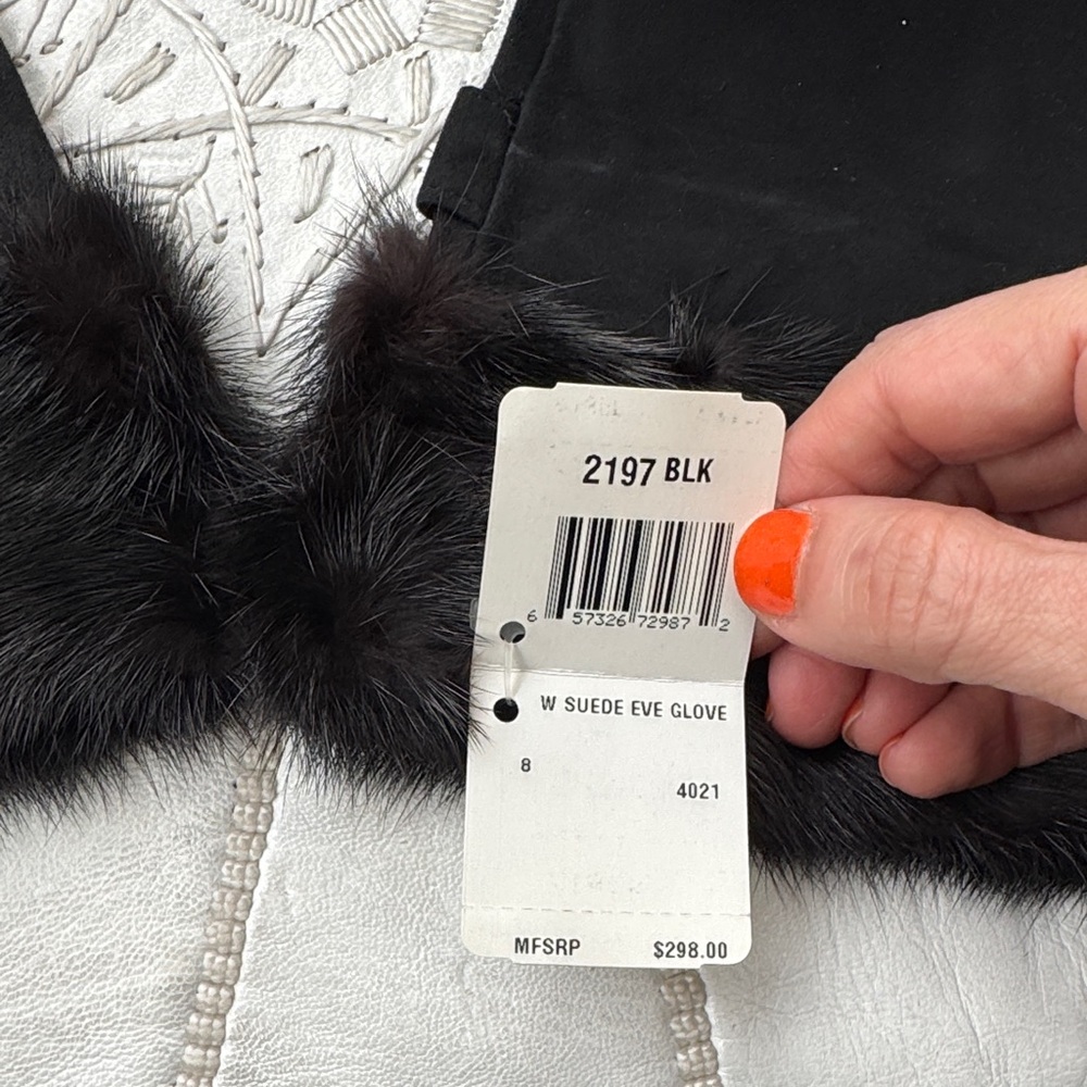 NWT vintage (Reed Krakoff era) Coach Black Gloves w Fur Trim & Silver Buckle - Picture 4 of 4